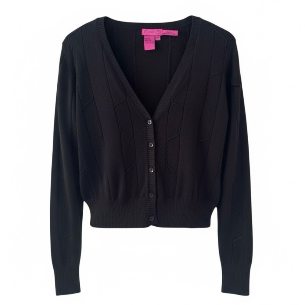 Tibi Black V-Neck Button Down Long Sleeve Cardigan Size Medium